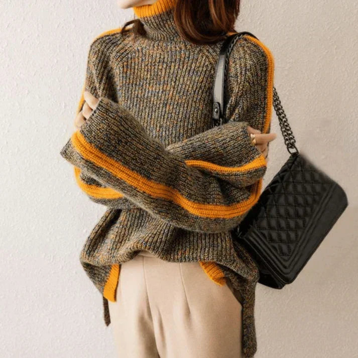 Textured Knit Turtleneck Sweater