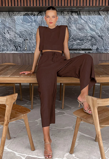 Sleeveless Linen Two-Piece Set