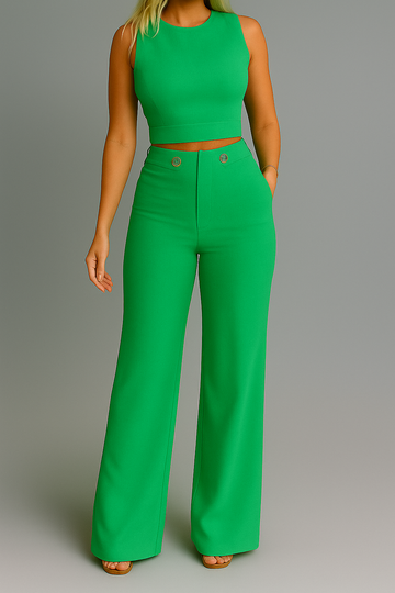 Venice Cut Out Sleeveless Top and Trouser Set