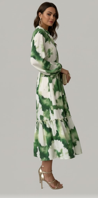 Watercolor Tie Waist Maxi Dress
