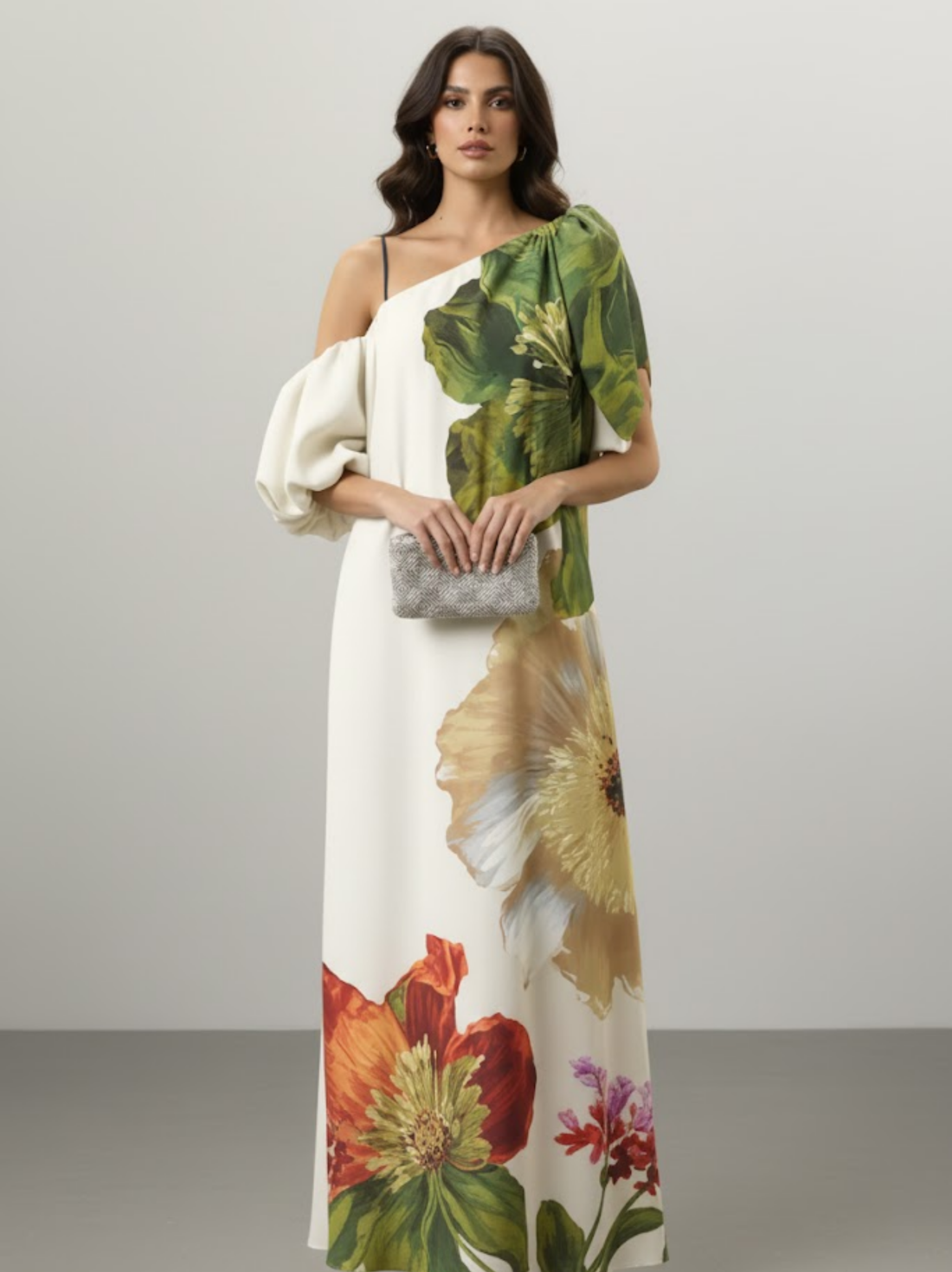 Solea One-Shoulder Maxikleid mit Blumenmuster