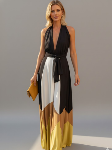 Aria Pleated Halter Maxi Dress