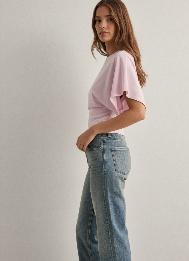 Oversized-Baumwoll-T-Shirt mit weiten Ärmeln