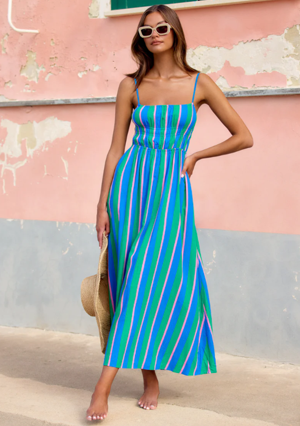 Rochie în dungi mentă Coastal Breeze