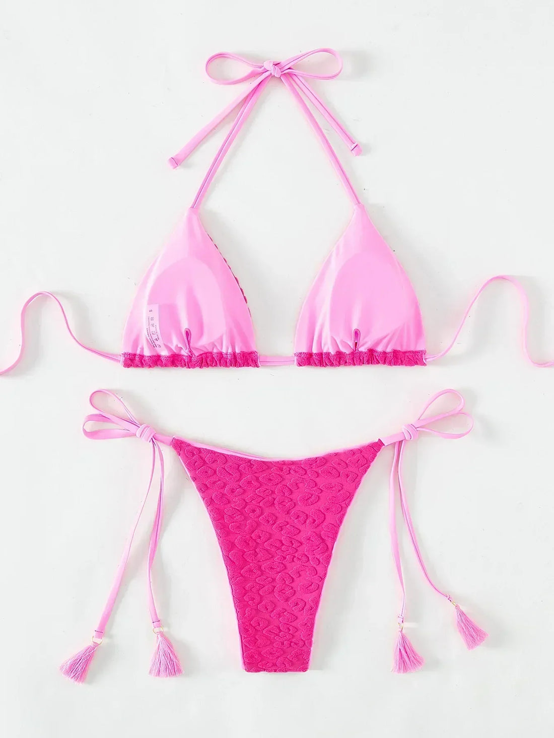 Pinker Triangel-Bikini zum Schnüren