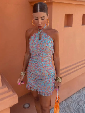 Halter Keyhole Mini Dress