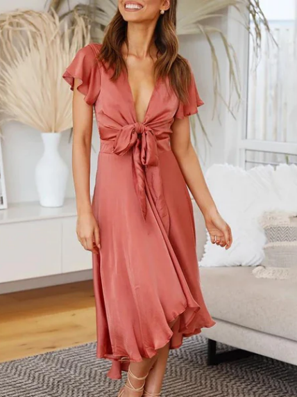 Flutter Sleeve Twist Midi