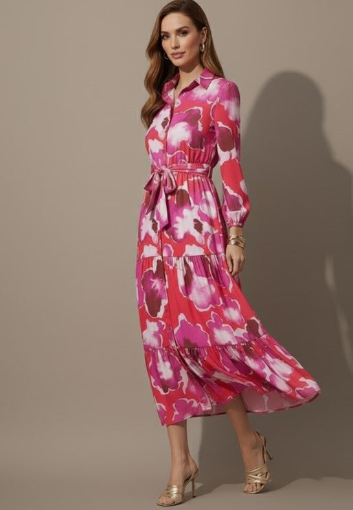 Red Floral Shirt Dress